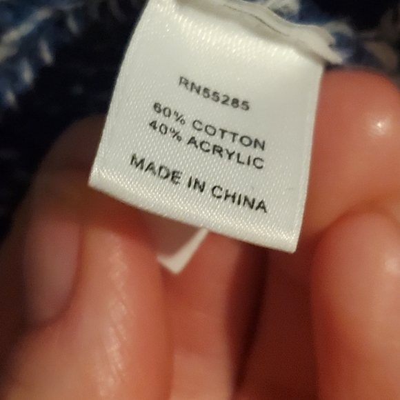 2/$30 Express Sweater with Shawl Collar Blue, white, and black knitted XS - Picture 7 of 7
